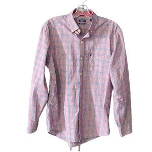 IZOD Plaid Long sleeved Button Down 100% Cotton Shirt Size Small